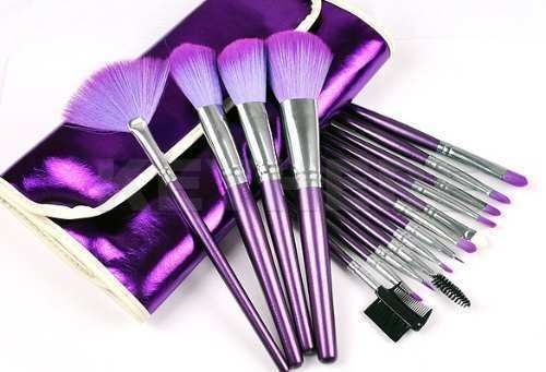 Kit com 16 pincéis Roxo Metálico